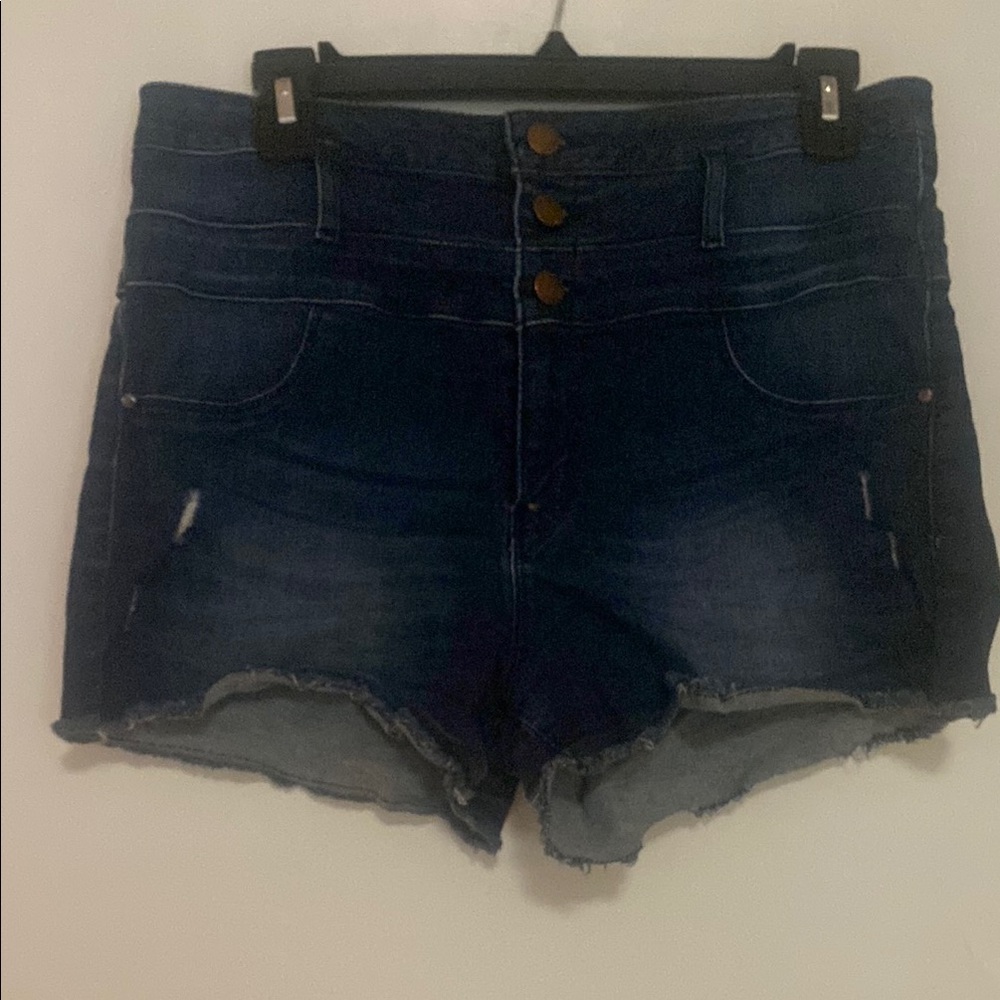 Refuge Blue Jean Shorts High-Waisted Distressed